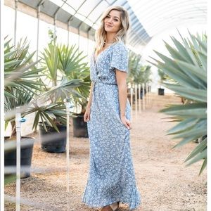 McCall Floral Maxi in Periwinkle Blue dress.
